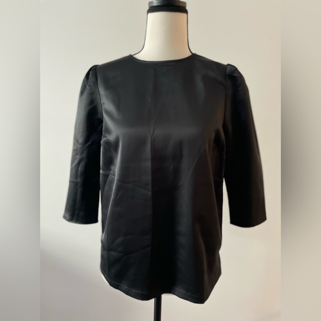 Nwt Dra 3/4 Sleeve Blouse Vegan Leather Small